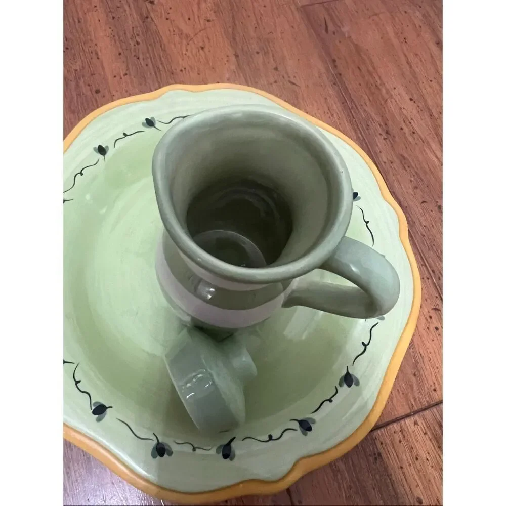 Pfaltzgraff Pistoulet oil cruet and matching plate/saucer